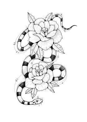 Serpent et rose 