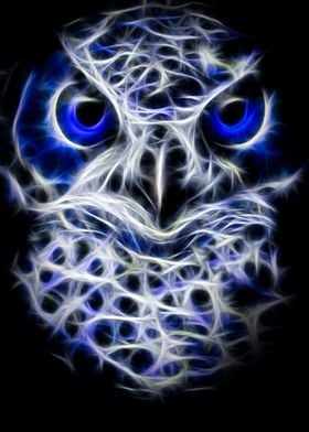 Owl Fractal Blue