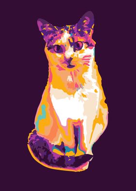 Cat Cute in pop art illust