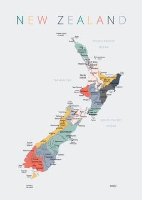 New Zealand Map Happy Tone