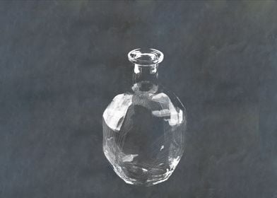 Glass bottle in chalk