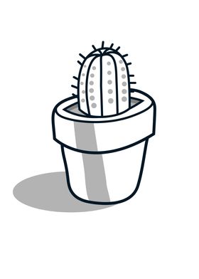 Black White Cactus in Pot