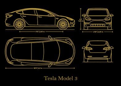 Tesla Model 3  gold 