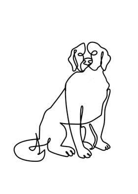 Dog Line Art Black White