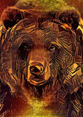 Bear Abstract Golden