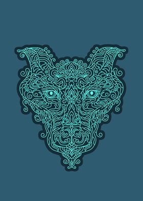 Abstract wolf head in blue