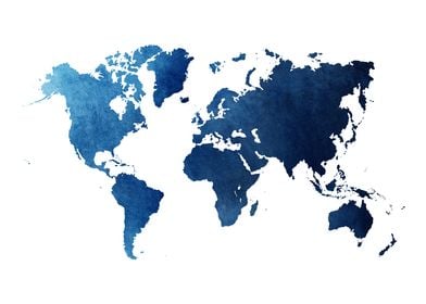 World Map Navy Blue