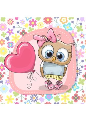 Cute Owl Heart Balloon