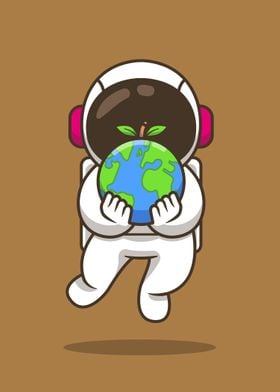 Kawaii Astronaut and Earth