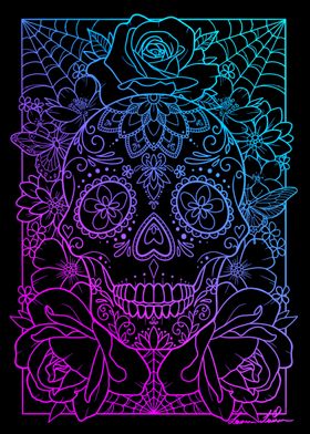 Neon Sugar Skull