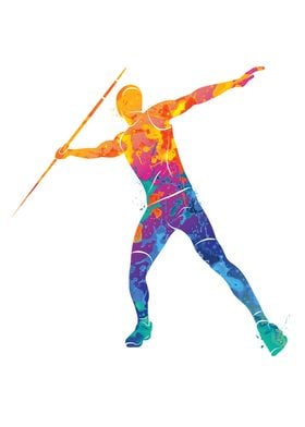 Watercolor Javelin Sports