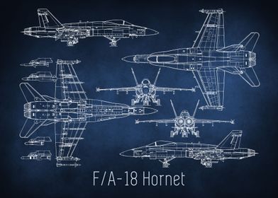F18 Hornet Blueprint Poster Art Print By Nic Fuller Displate