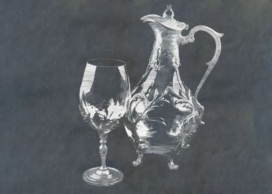 Decanter and wine glass