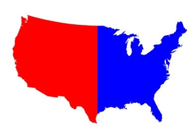 USA Red Blue Map