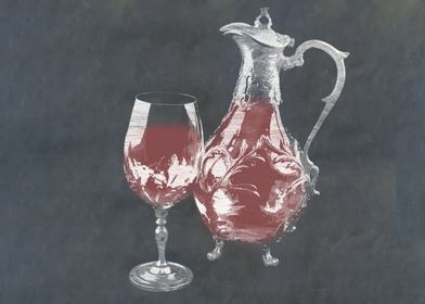 Decanter and wine glass