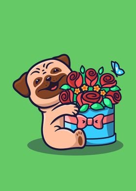 Kawaii Bouquet Pug