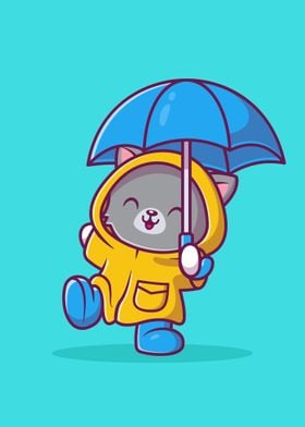 Kawaii Umbrella Kitten