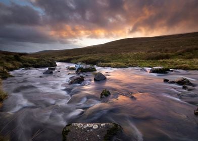 Sunset over the river Tawe