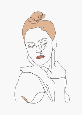 Woman Face and Single Line