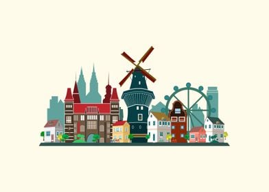 Amsterdam City Skyline