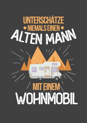 Alter Mann mit Wohnmobil