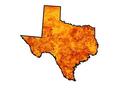 Texas Map With Flames