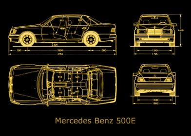 Mercedes Benz 500E gold 