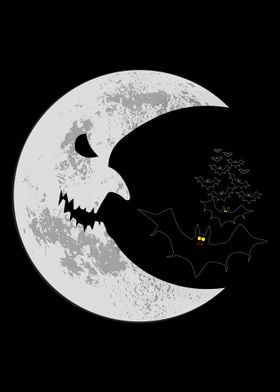 Scary moon and bats