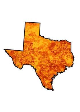 Texas Map With Flames 