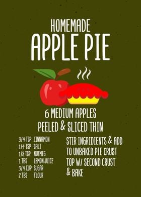 Apple Pie Recipe Wall Art