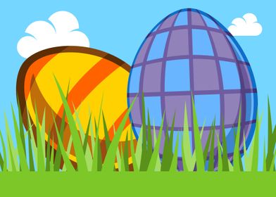 Easter Eggs on The Grass