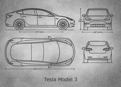 Tesla Model 3  gray old 