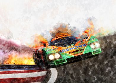 Mazda 787B on fire