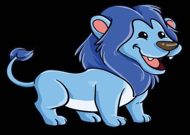 Cute Lion blue colored