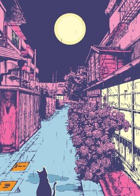Cat Japan City Pop 6' Poster by Saphira Design | Displate