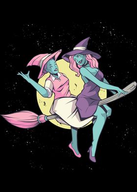 Full Moon Witches Riding F