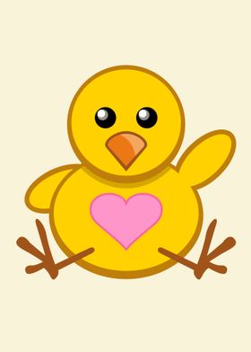 a chick with heart symbol