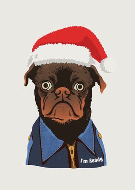 Pug santa casual style