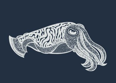 Cuttlefish Animal Ink Art