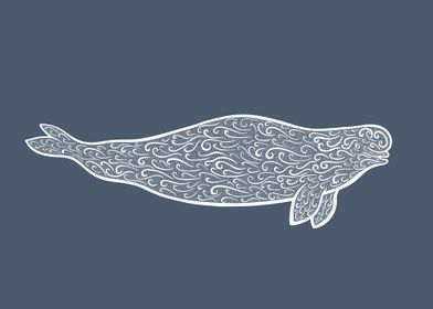 Beluga Whale Ink Art