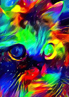 Cat Painting Colorful