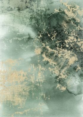 Dark Green Gold Abstract 9