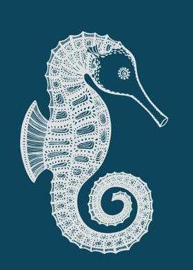 Seahorse Animal Ink Art