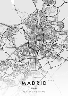 Madrid City Map White
