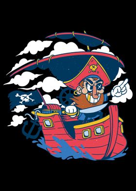 Cartoon Pirate Sea Ship Pi