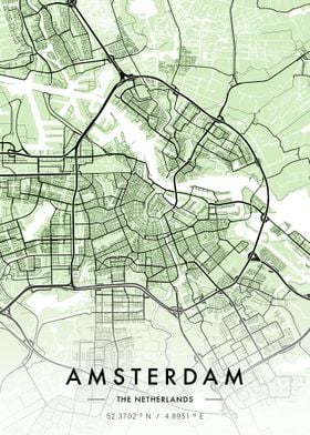 Amsterdam City Map Green