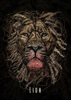 lion art scribble 1