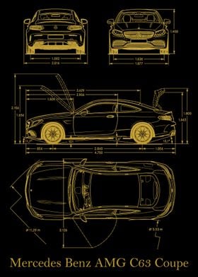 Mercedes Benz AMG C63 gold