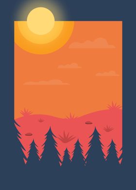 Sun Landscape Illustration