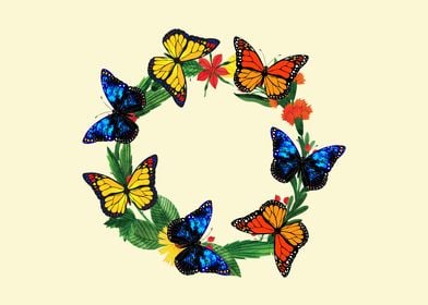 Butterflies on wreath